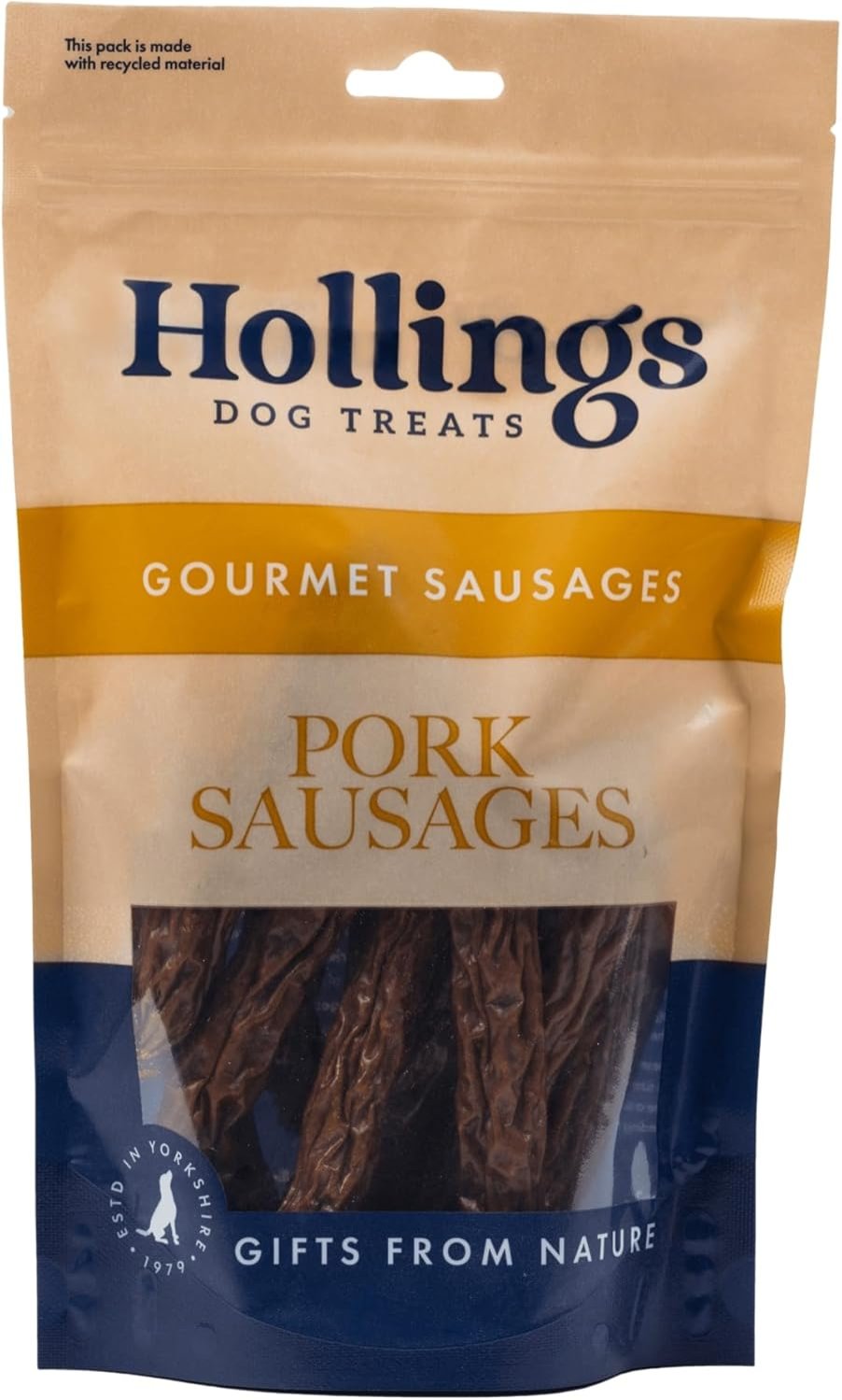 Hollings Gourmet Pork Sausages 200g on a white background