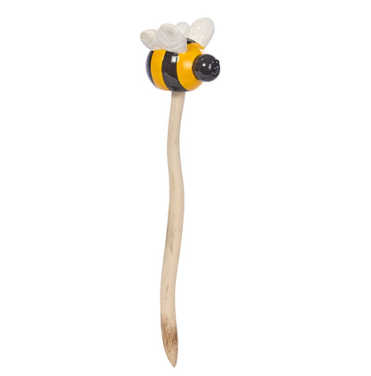 Plant stake shaped like a bee on a white background