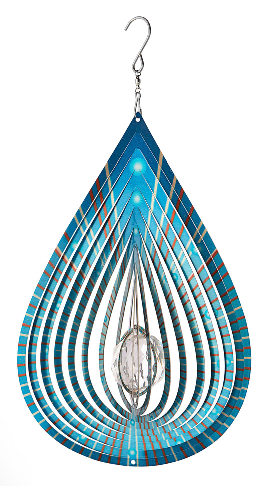 Decorative wind chime with teardrop design on a white background