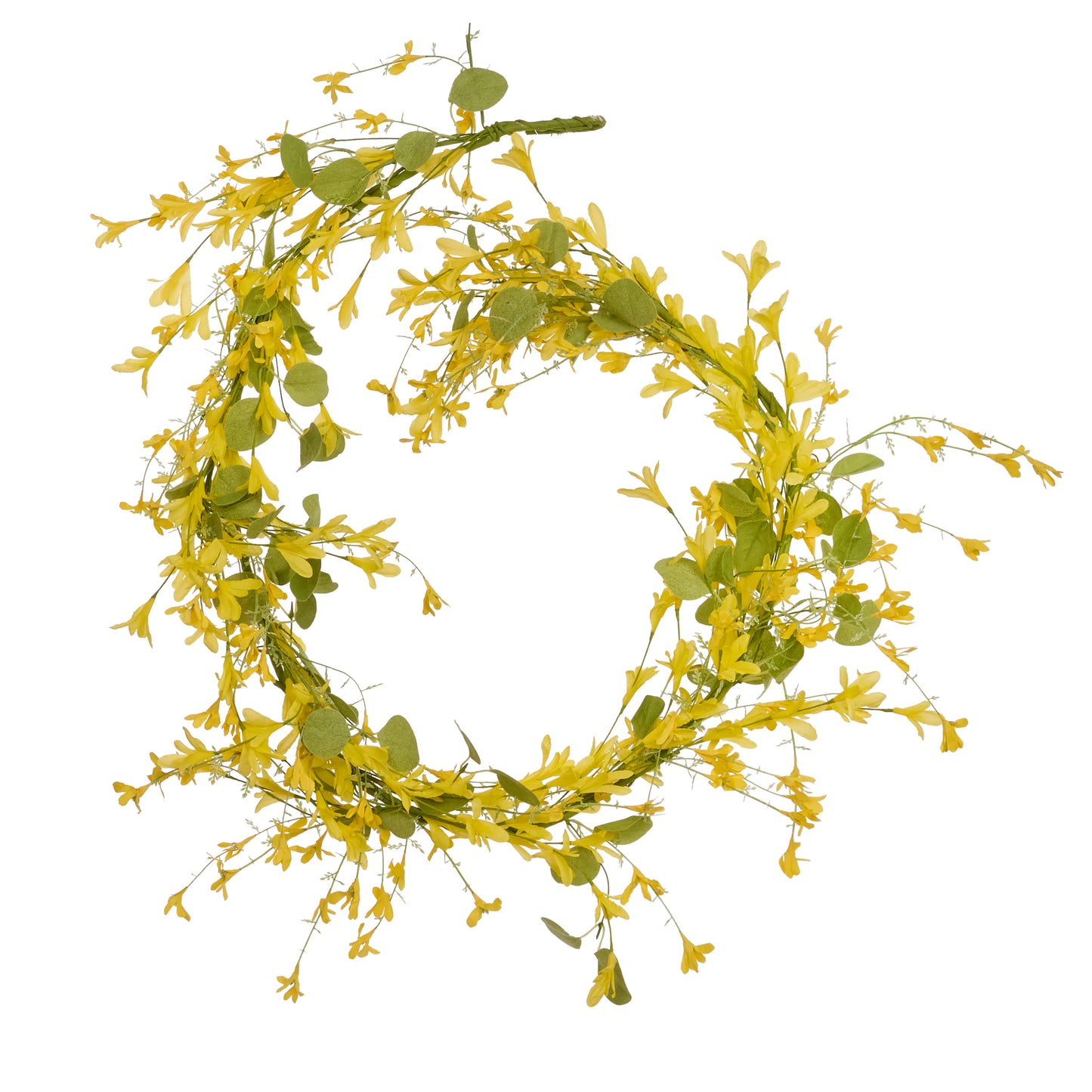 Yellow floral wreath on a white background