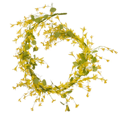 Yellow floral wreath on a white background