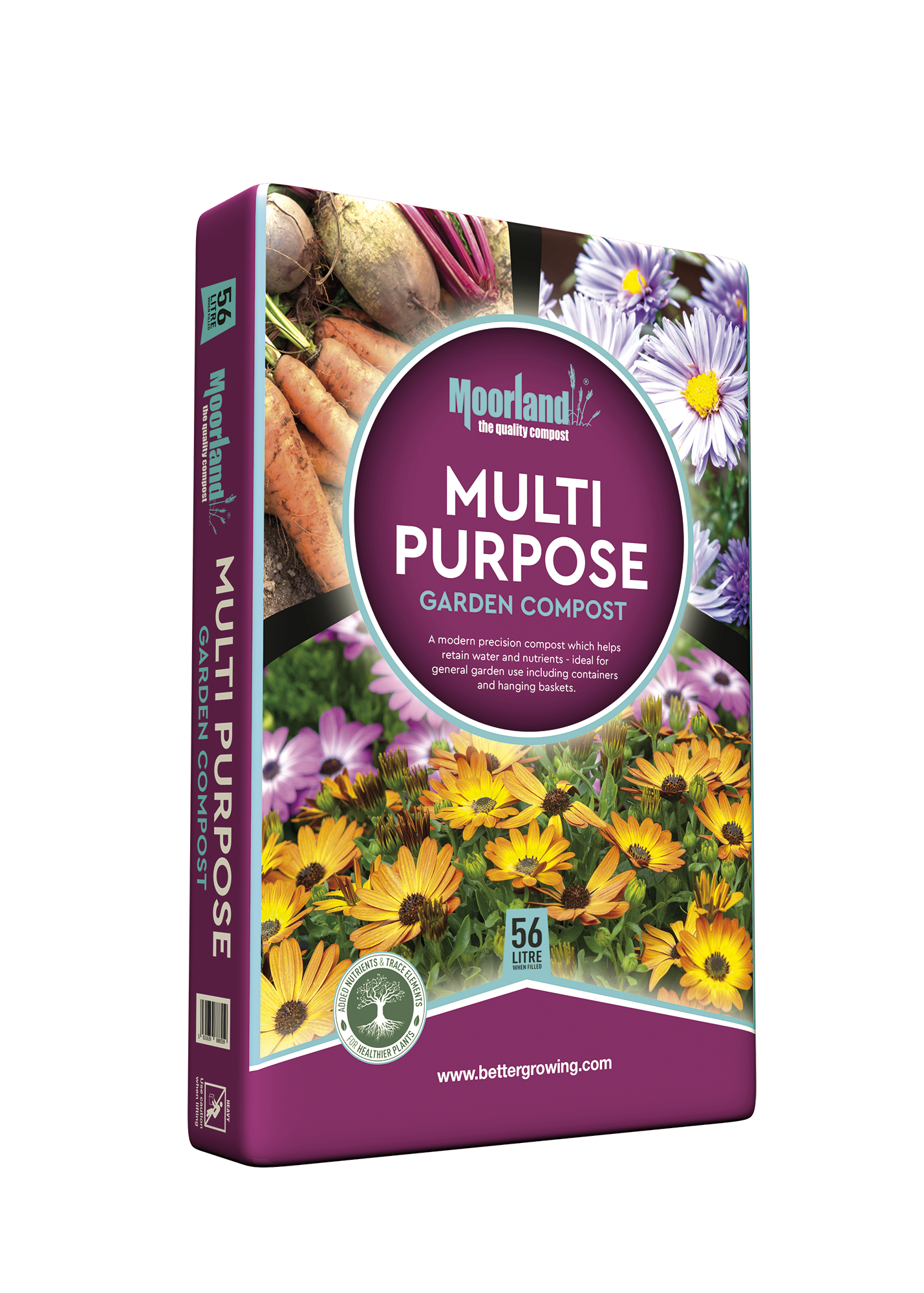 Box of Moorland Multi Purpose Garden Compost with gardening imagery on a white background