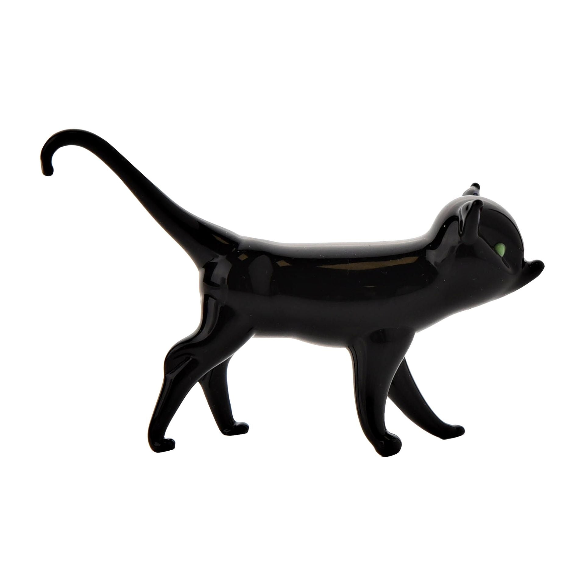 Black cat-shaped object on a white background