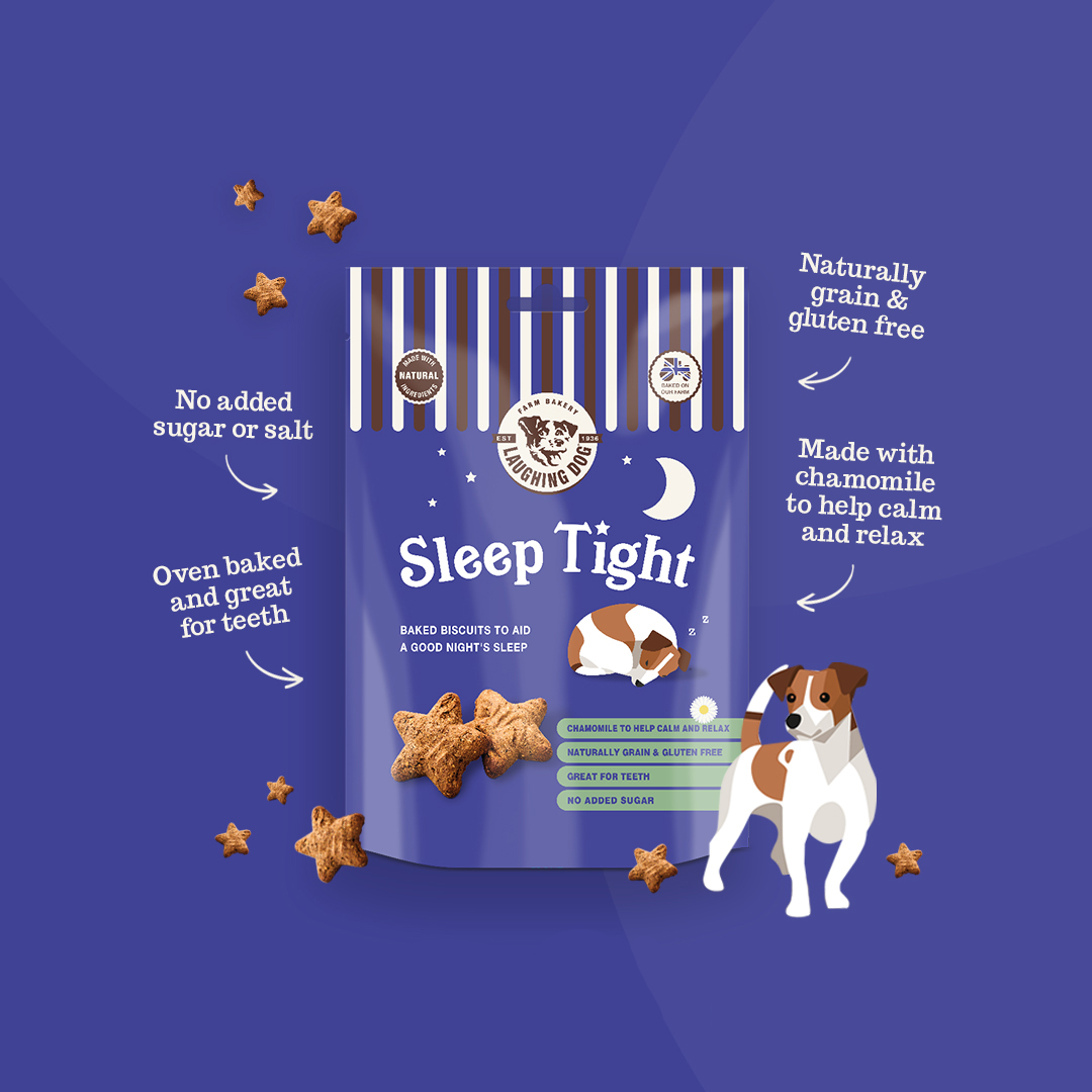 Laughing Dog Sleep Tight Dog Treats 125g on a white background