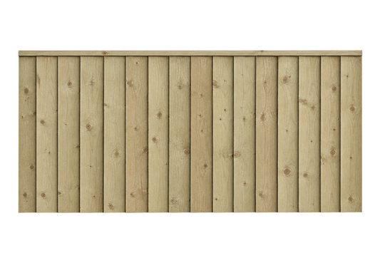 A rectangular sample of vertical wooden fence boards in a light natural tan color, shown against a plain white background.