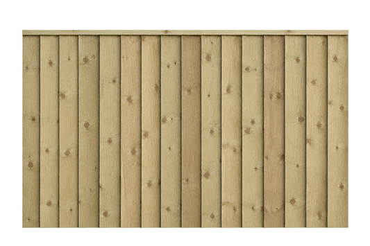 Light natural wood fence paneling with vertical slats and visible wood grain knots, shown against a plain white background.
