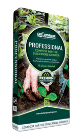 Gro-avmoor professional compost packaging with images of hands and plants on a white background
