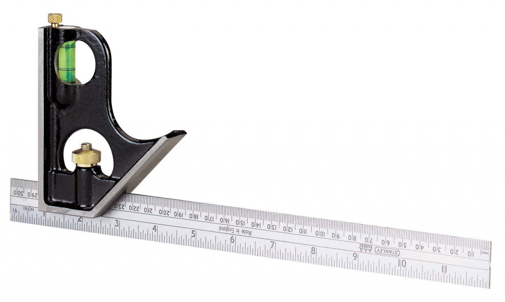 Rafter square with tape measure on a white background