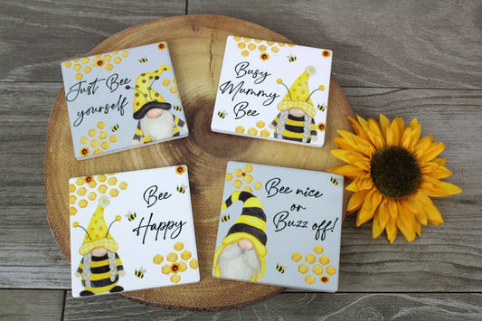 Bee Gnome Coaster Set