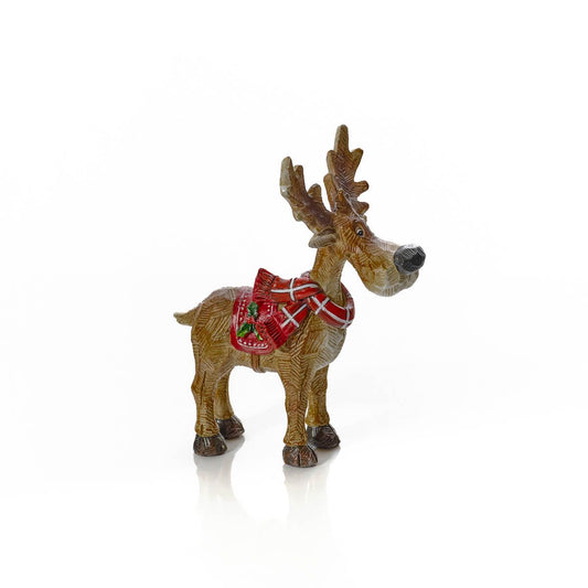 Small Reindeer With Scarf Resin Ornament