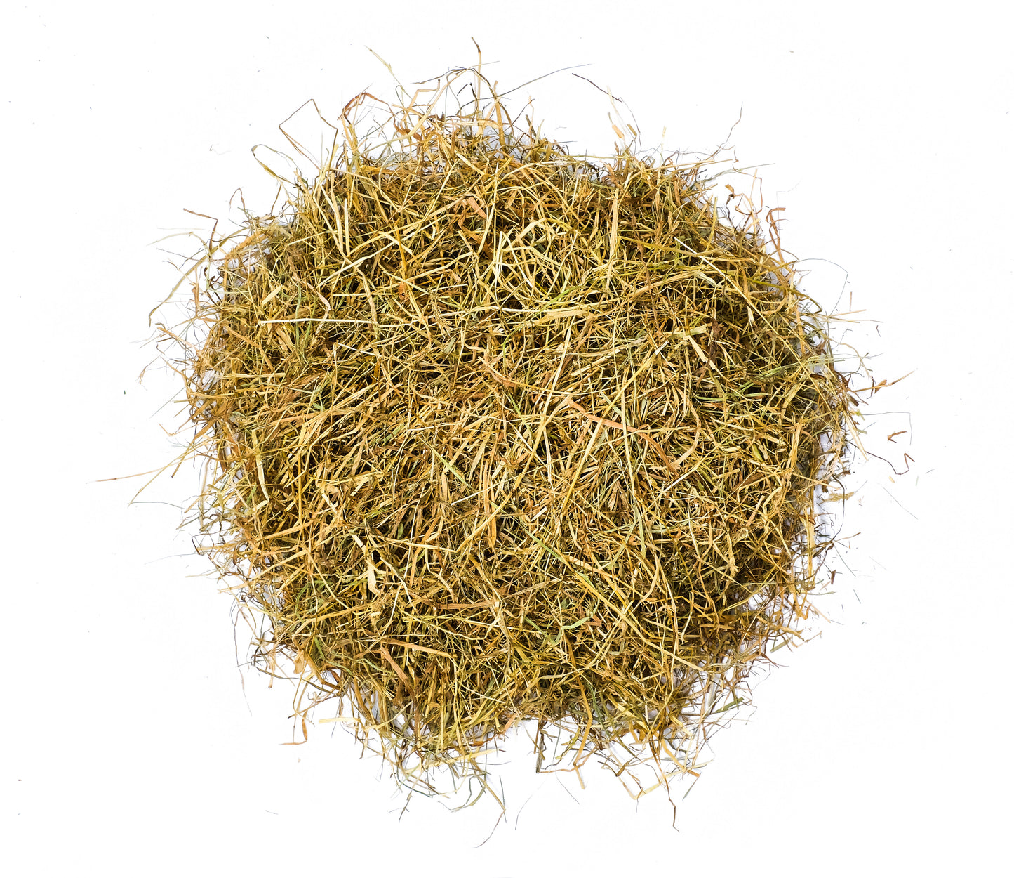 Round ball of straw on a white background