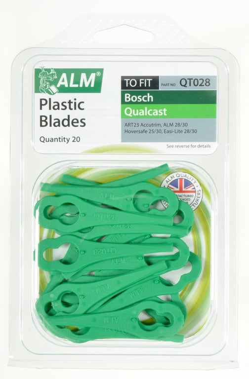 Pack of ALM plastic blades for Bosch Qualcast trimmers, quantity 20.