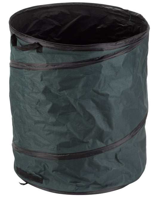 Black pop-up trash can on a white background