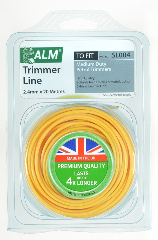 Packaged ALM trimmer line with yellow line inside, on a white background
