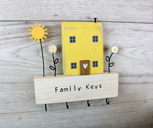 Yellow House Family Keys Key Hooks