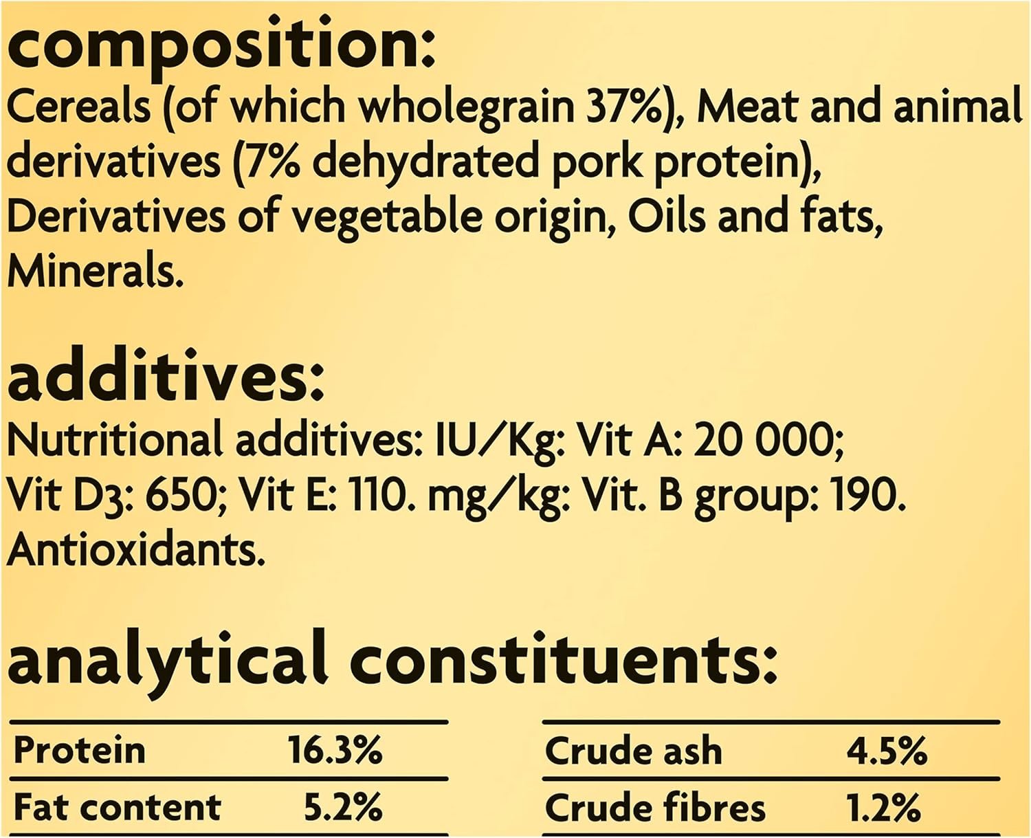 Ingredient list for Bonio Meaty Chip 375g