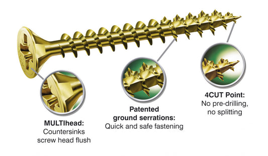 Gold screw with detailed features on a white background