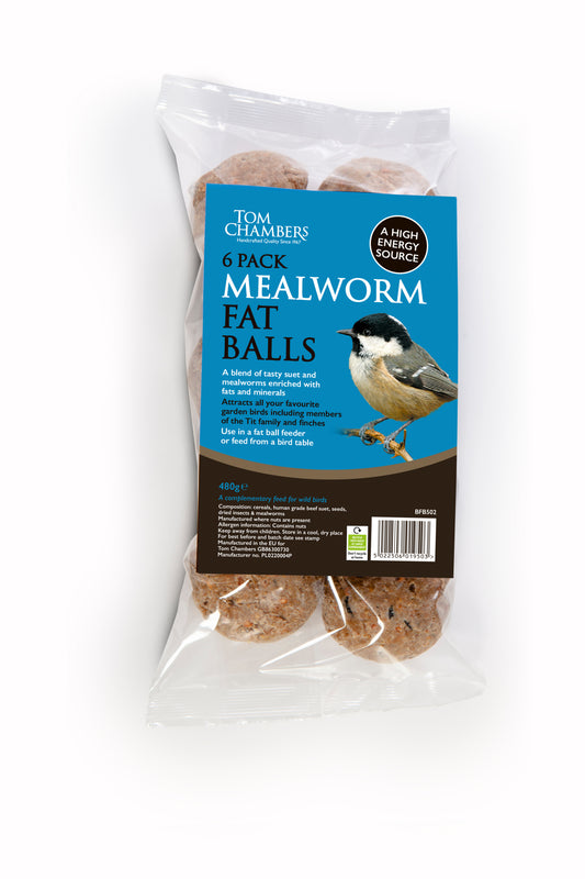 Pack of Tom Chambers Mealworm Fat Balls on a white background