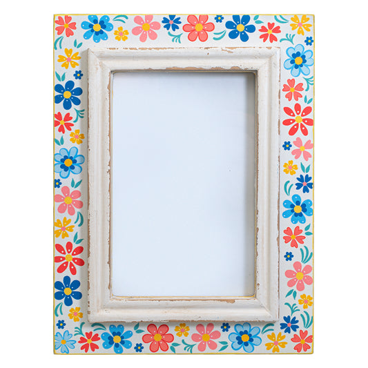 Floral photo frame on a white background