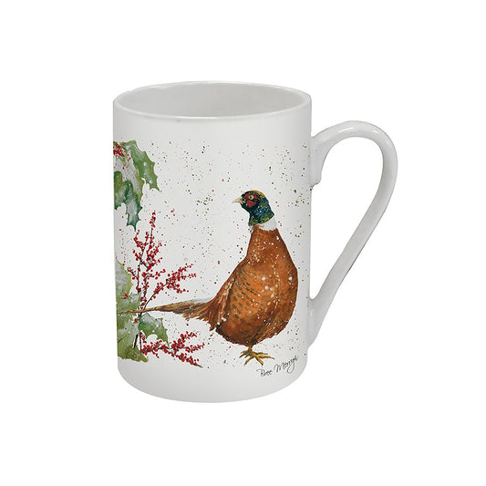 Mug with a pheasant design on a white background