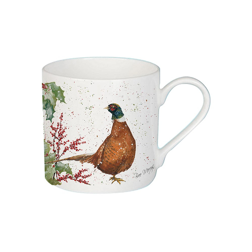 Mug with a pheasant design on a white background