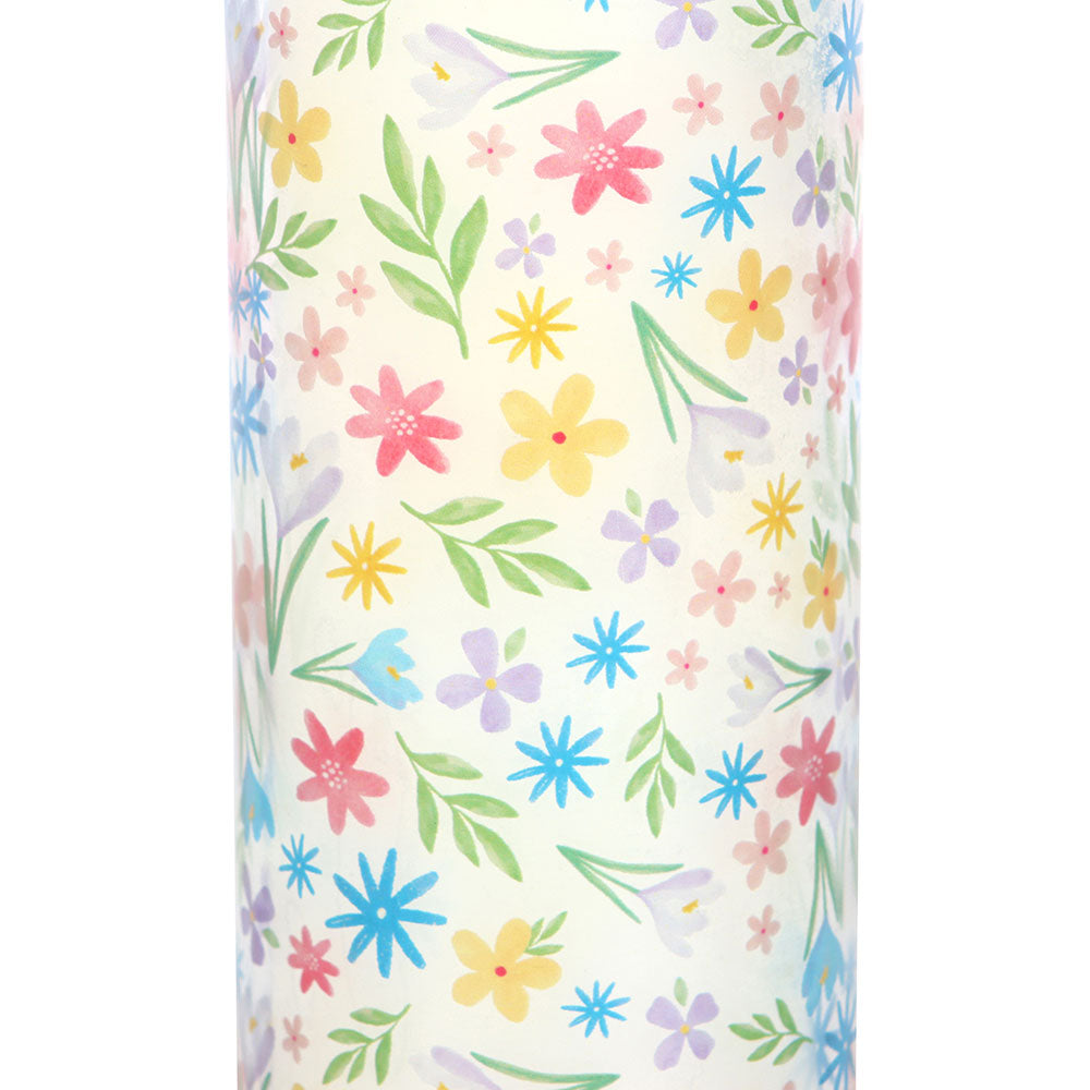 Tumbler with colorful floral pattern on a white background