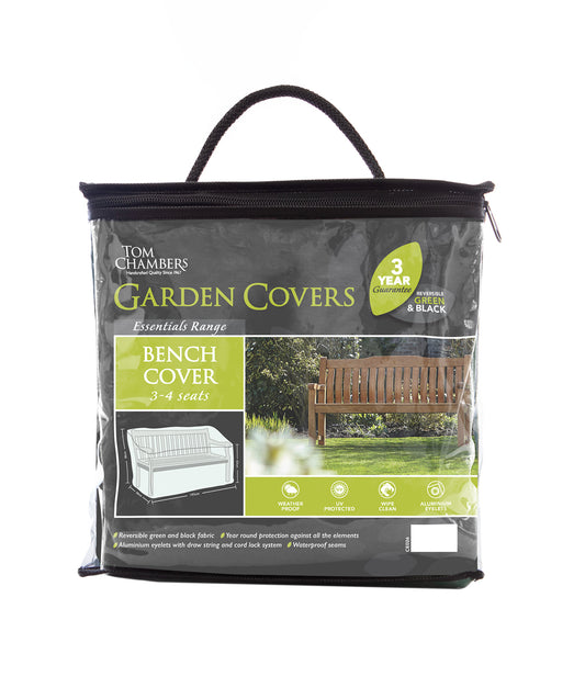 Tom Chambers garden bench cover packaging on a white background