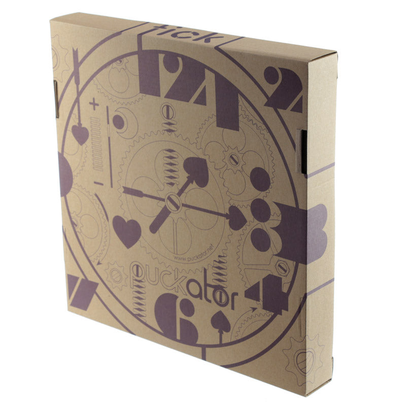 Cardboard box with decorative patterns and 'Puckator' branding on a white background