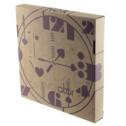Cardboard box with decorative patterns and 'Puckator' branding on a white background