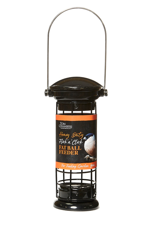 Bird feeder with a label on a white background