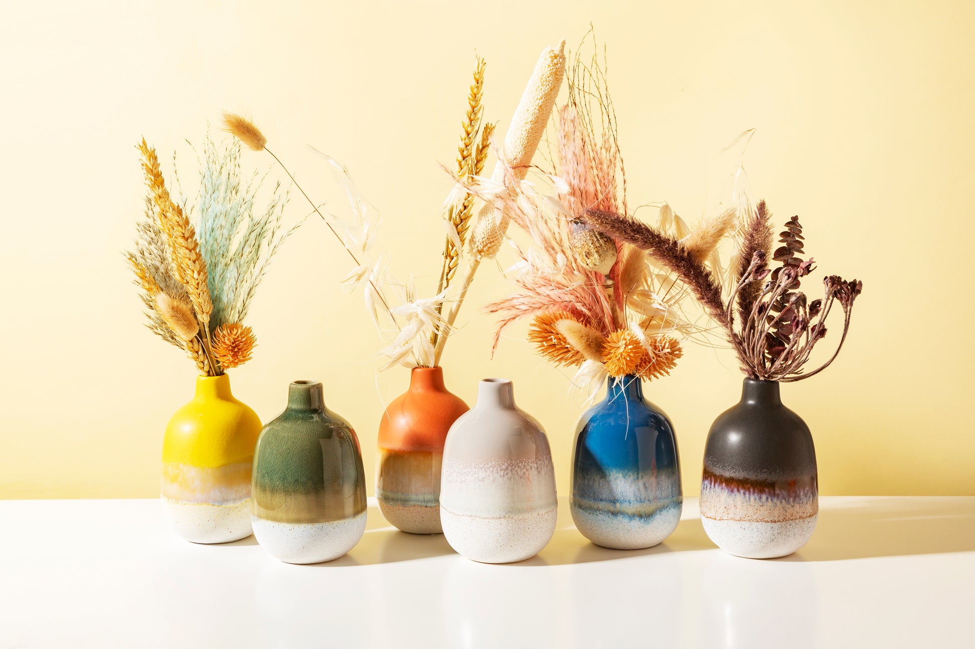 Multicoloured vases