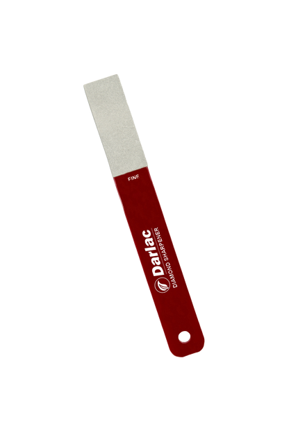 Red tool with silver blade on a white background