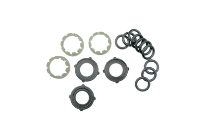 Set of gaskets and washers on a white background