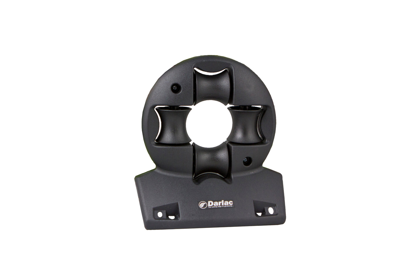 Black tool attachment with circular design on a white background