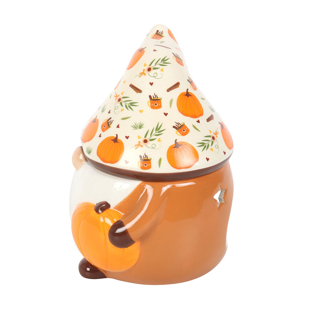Ceramic jar with pumpkin design on a white background