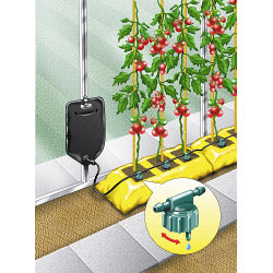 Indoor garden system with plants and control panel on a white background