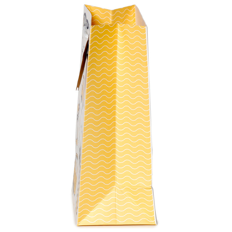 Yellow patterned box on a white background