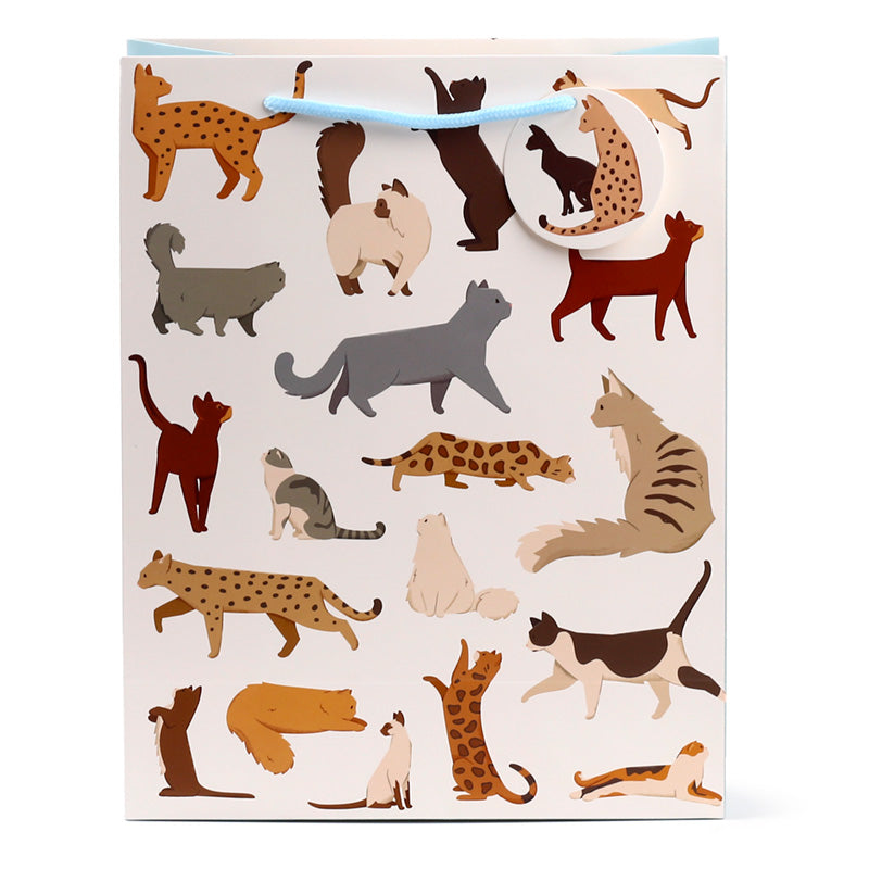 Gift bag with cat illustrations on a white background