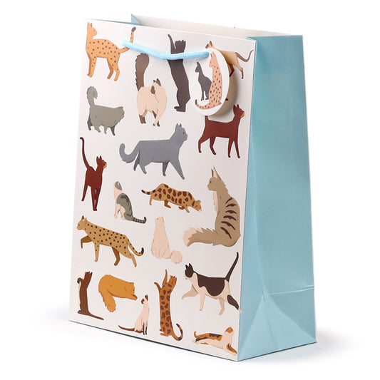 Gift bag with cat illustrations on a white background
