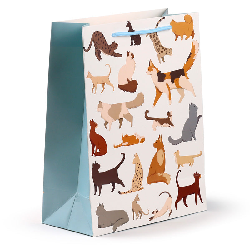 Gift bag with cat illustrations on a white background
