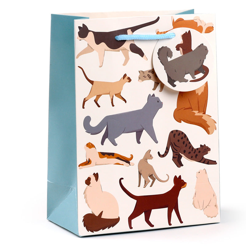 Gift bag with cat illustrations on a white background