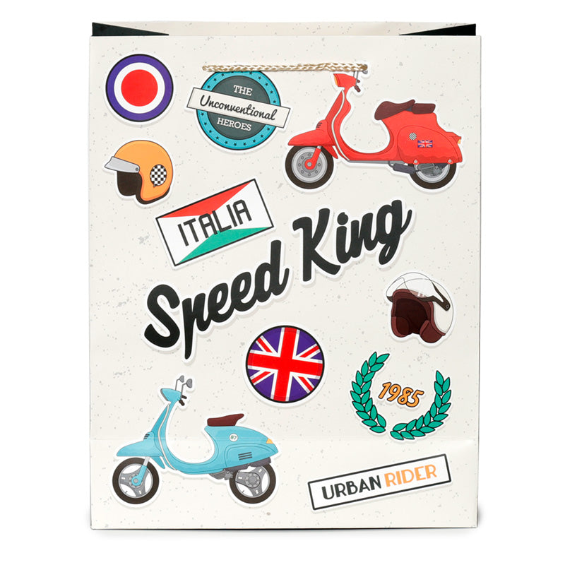 Sticker sheet with 'Speed King' and scooter designs on a white background