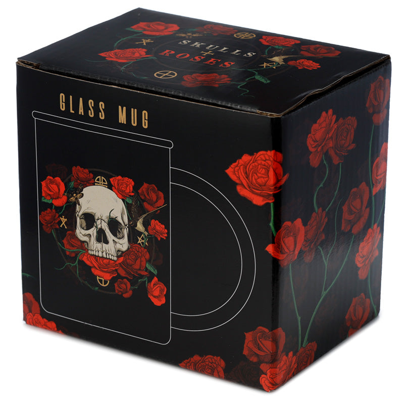 Black mug box decorated with red roses