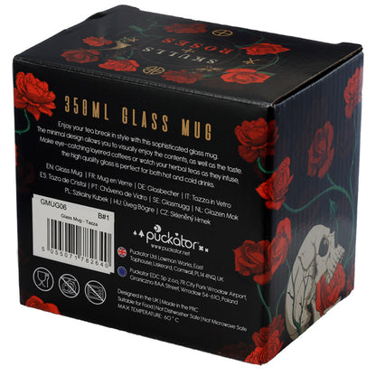 Black mug box decorated with red roses