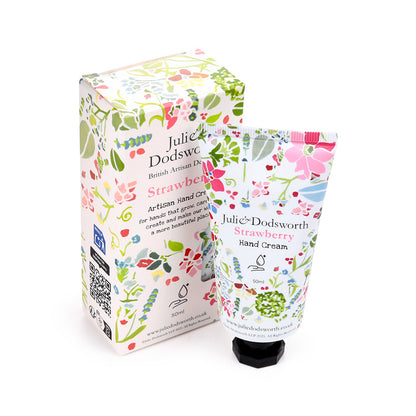 Julie Dodsworth Strawberry hand cream and packaging on a white background