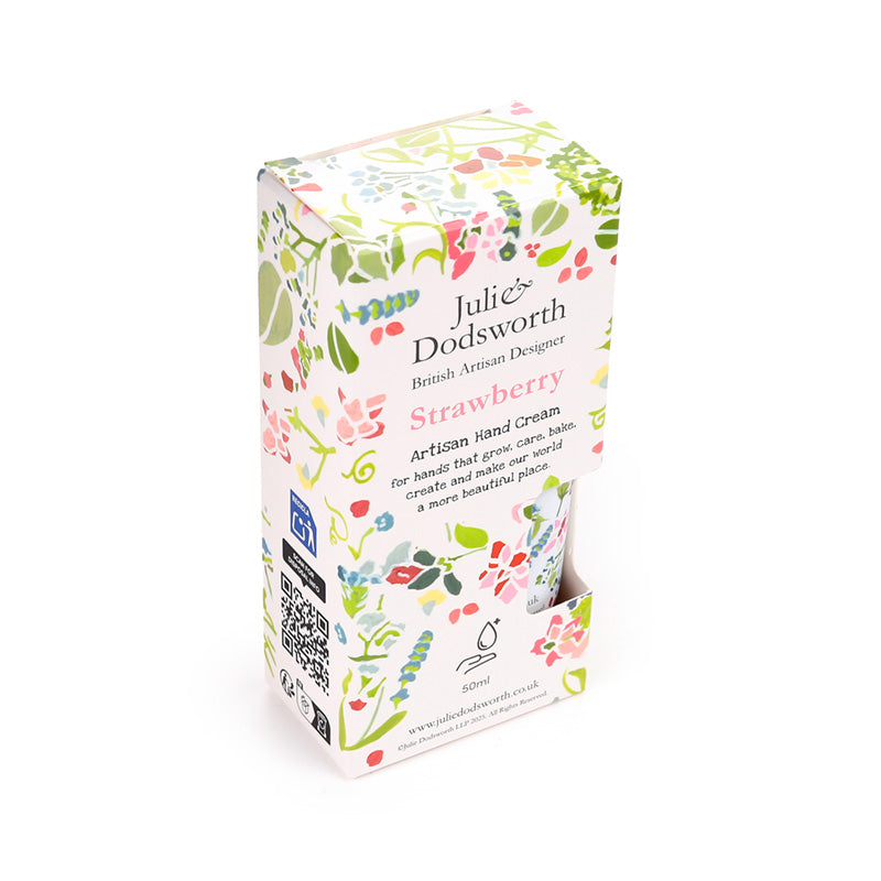 Julie Dodsworth strawberry hand cream packaging on a white background