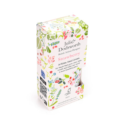 Julie Dodsworth strawberry hand cream packaging on a white background