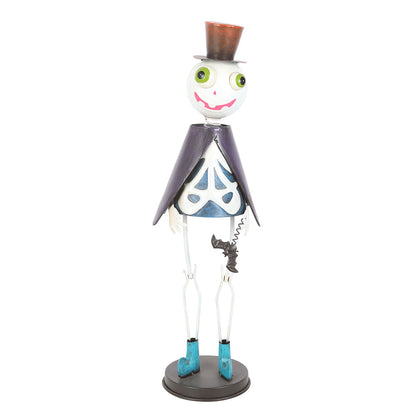 Animated character figure with top hat and blue boots on a white background