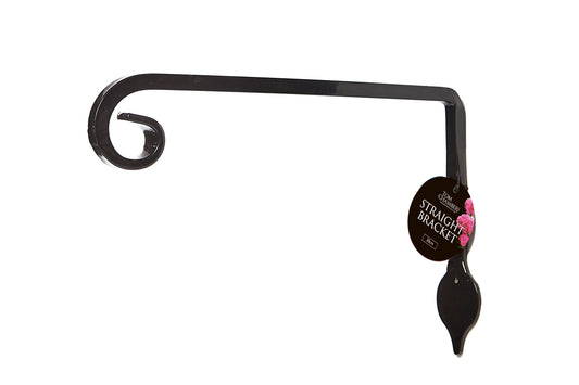 Black metal bracket with a label on a white background