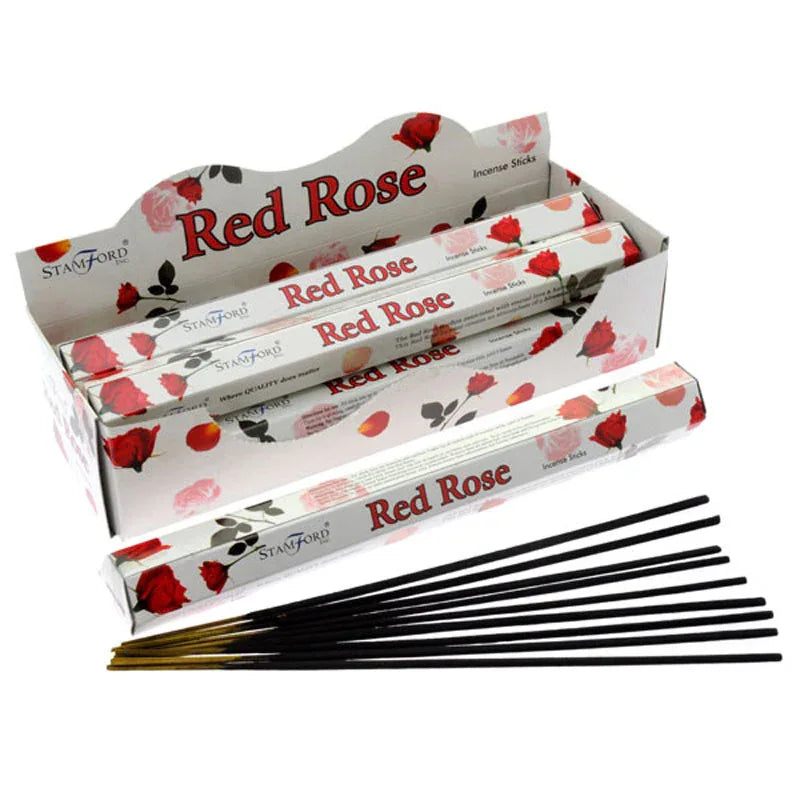 37105 Stamford Premium Hex Incense Sticks Red Rose 20 Pack - Grasmere Garden Centre